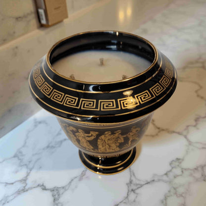 Repurposed Greek Urn Candle – 3-Wick Unscented | Black & Gold