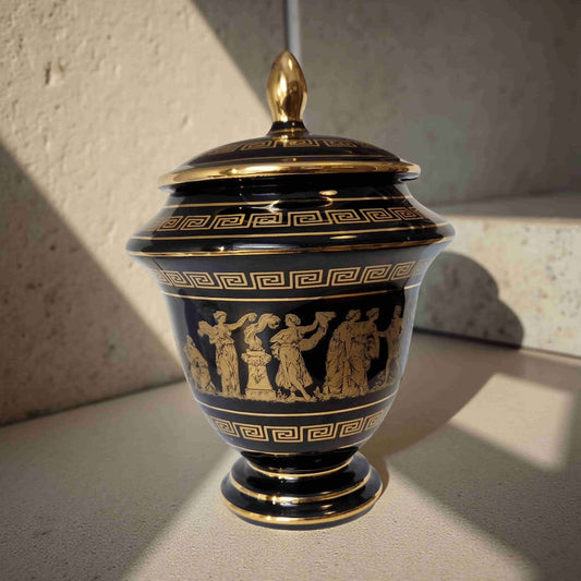 Repurposed Greek Urn Candle – 3-Wick Unscented | Black & Gold