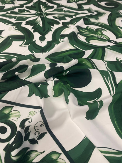 Green Baroque Floral Fabric