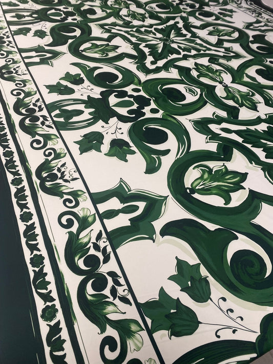 Green Baroque Floral Fabric