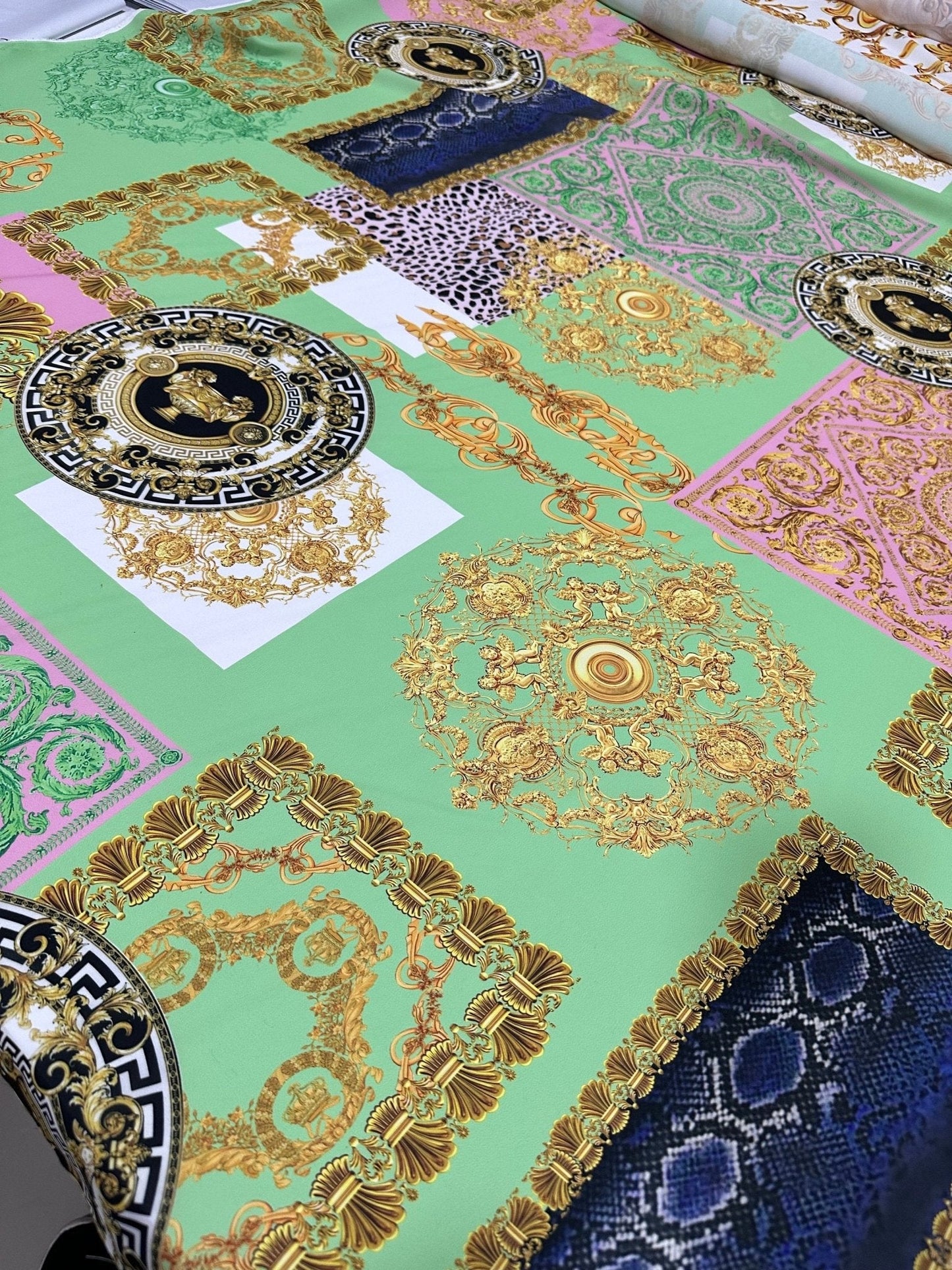Green Baroque Crepe Fabric