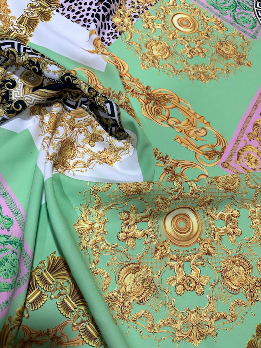 Green Baroque Crepe Fabric