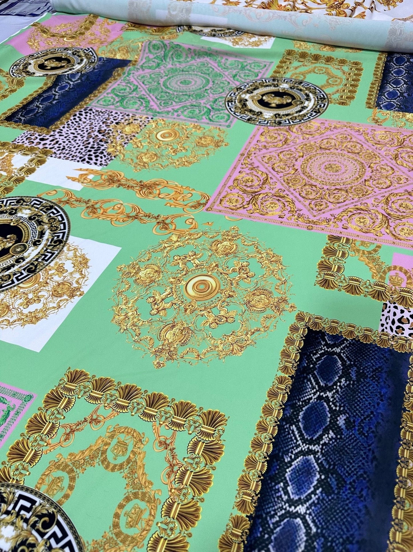 Green Baroque Crepe Fabric