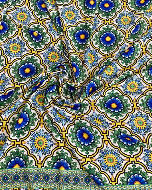 Sicilian Pattern Green Fabric