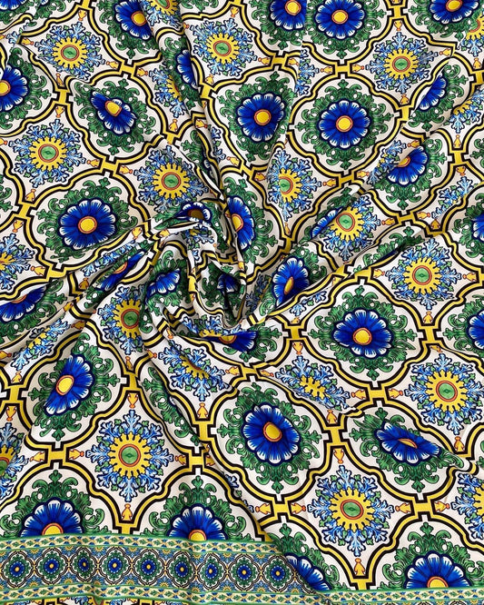 Sicilian Pattern Green Fabric