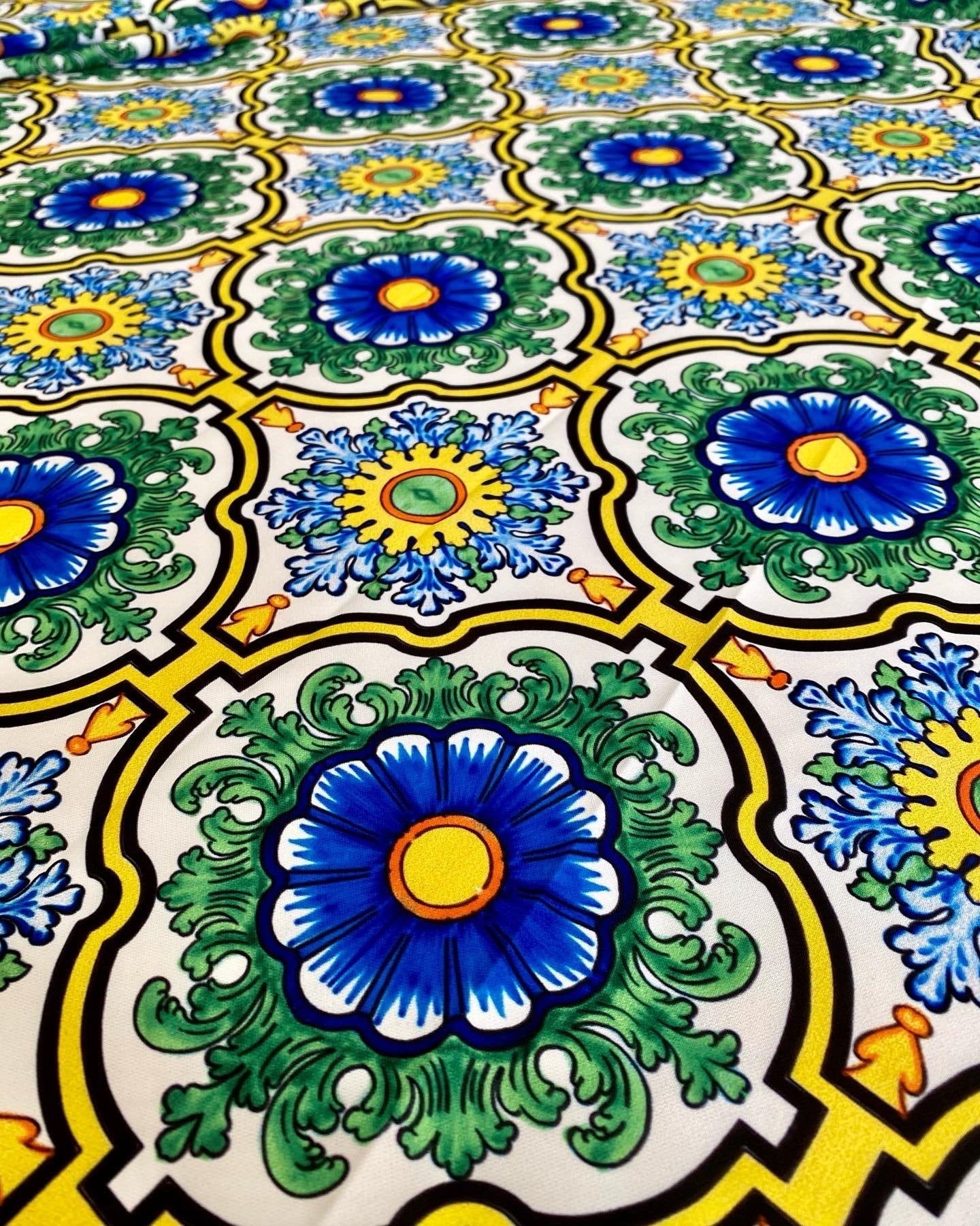 Sicilian Pattern Green Fabric