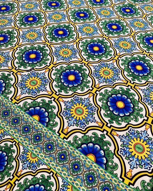 Sicilian Pattern Green Fabric