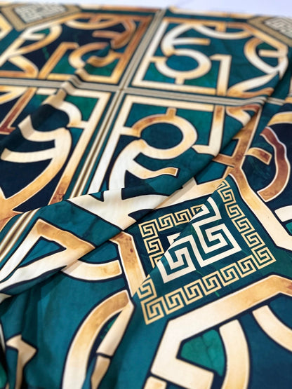 Green Gold Crepe Silky Fabric
