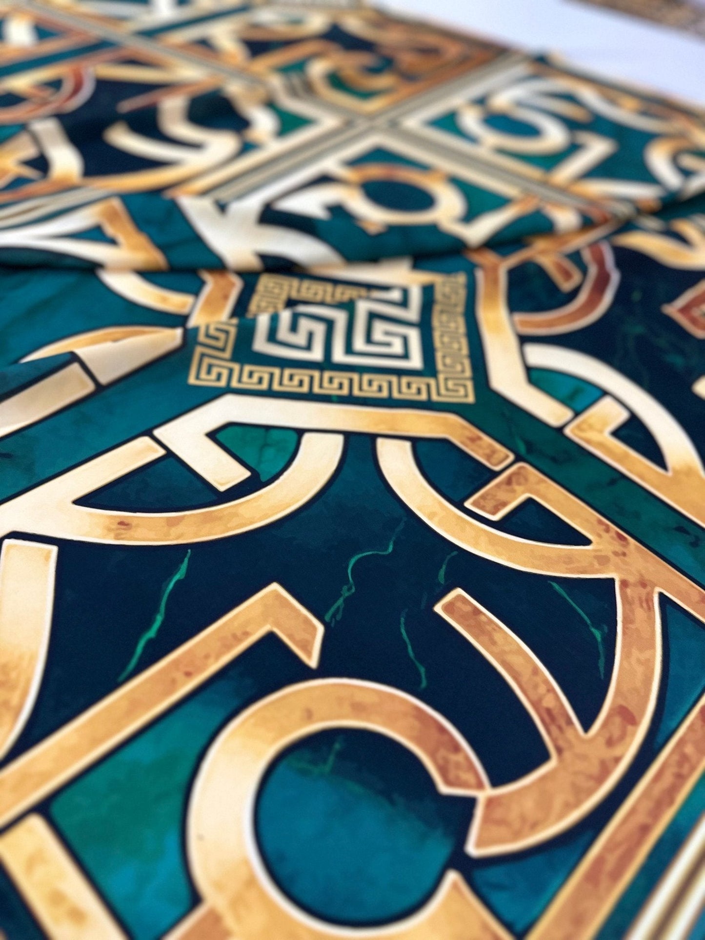 Green Gold Crepe Silky Fabric