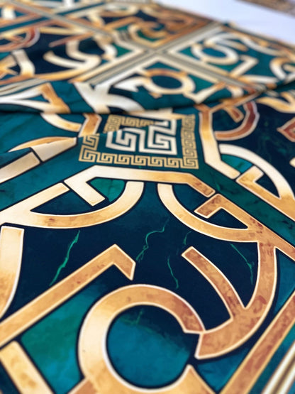 Green Gold Crepe Silky Fabric