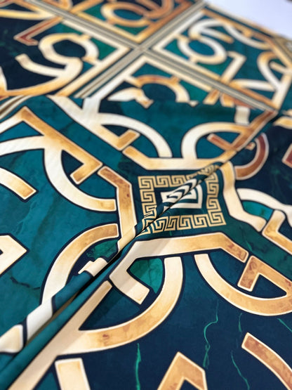 Green Gold Crepe Silky Fabric
