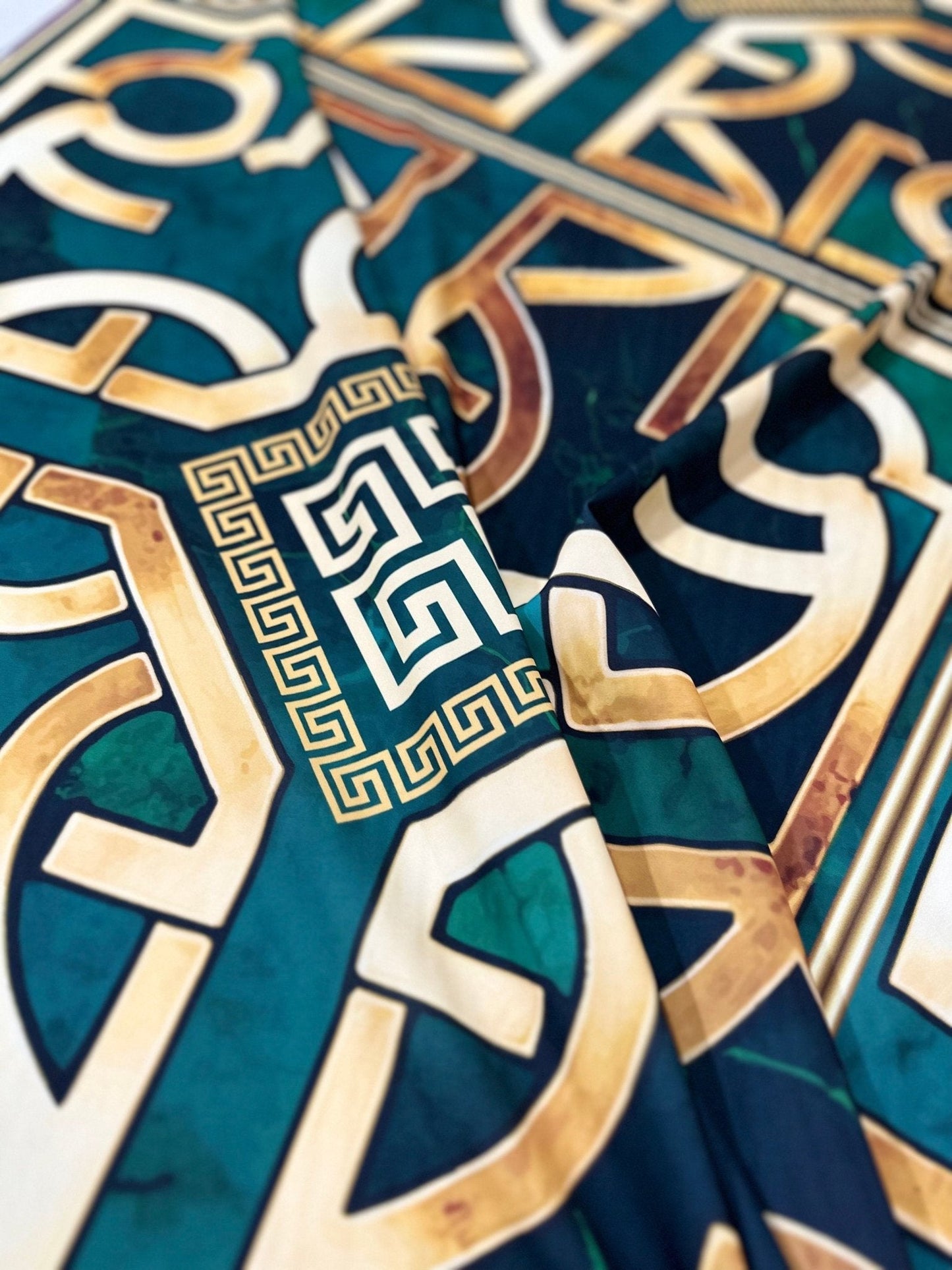Green Gold Crepe Silky Fabric