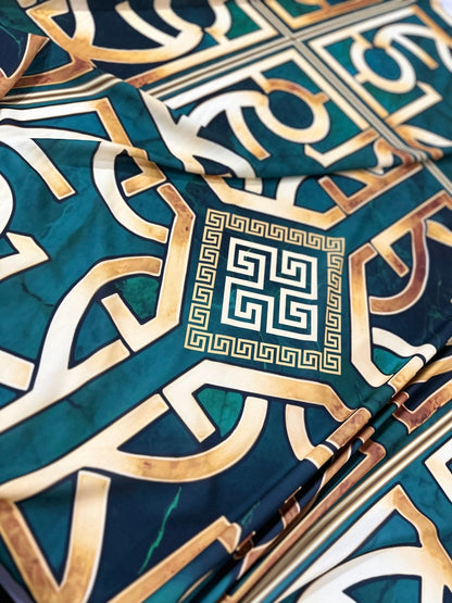 Green Gold Crepe Silky Fabric