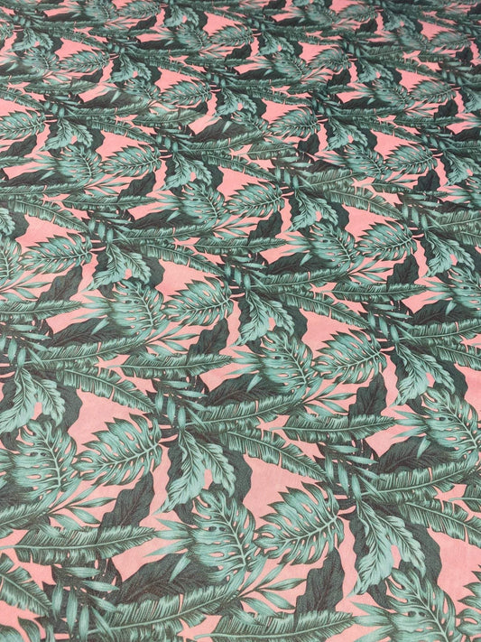 Green Leaf Pattern Linen Fabric for Stylish Home Decor