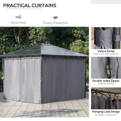 3 x 3.6m Hardtop Gazebo with UV Resistant Polycarbonate Roof