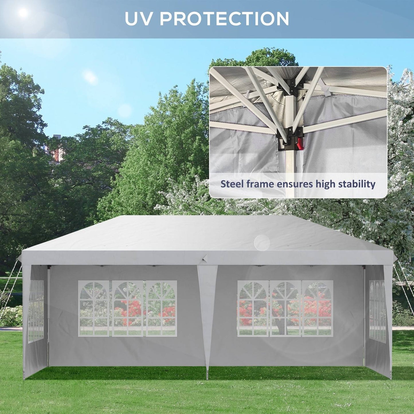 3 x 6m Half-Open Garden Gazebo