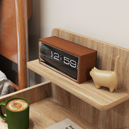 HOMCOM Bedside Table with Drawer for Bedroom, Living Room, Natural Wood Effect