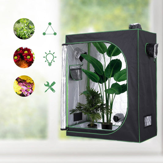 Hydroponic Plant Grow Tent Canopy Indoor Reflective Mylar Green Room 600D Oxford 120L x60W x150H cm Silver