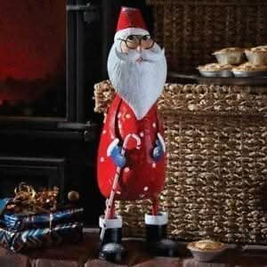 Christmas Polka Santa Figure Decorative Hand Painted Metal Ornanent