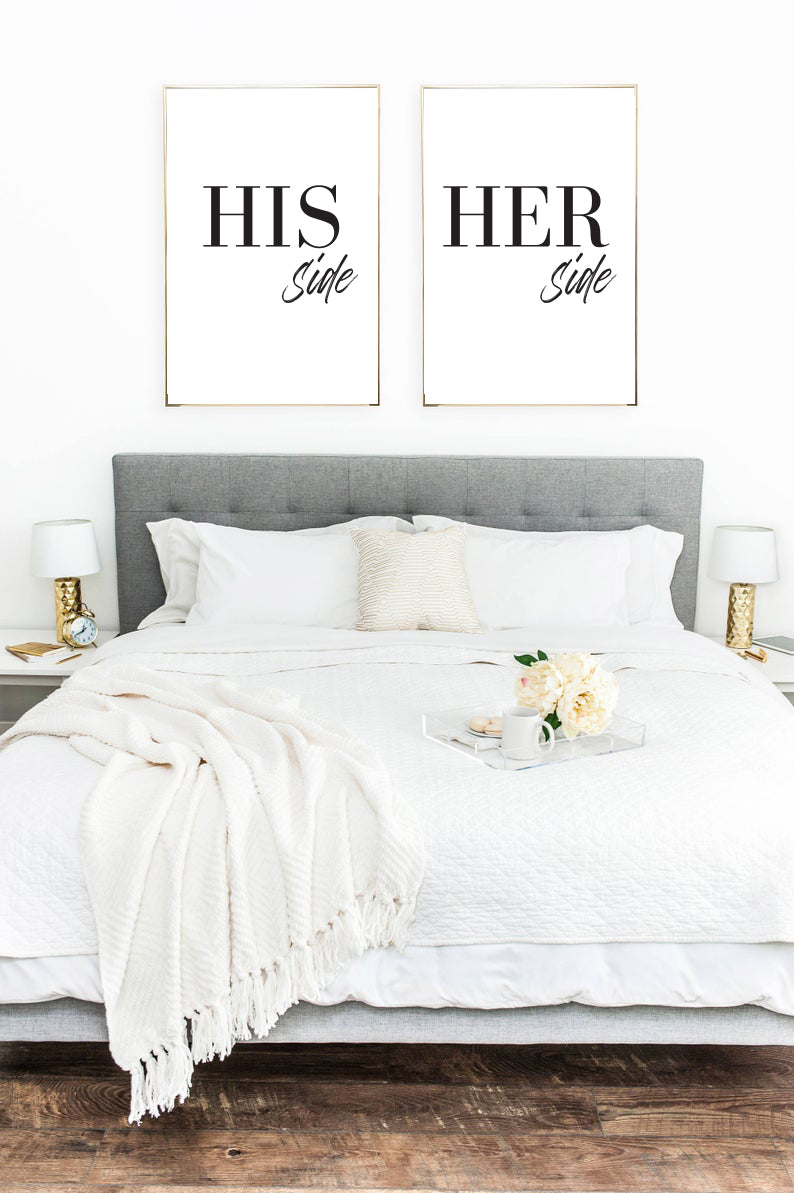 HIS & HER Side Bold Couple Set Of 2 Bedroom Prints