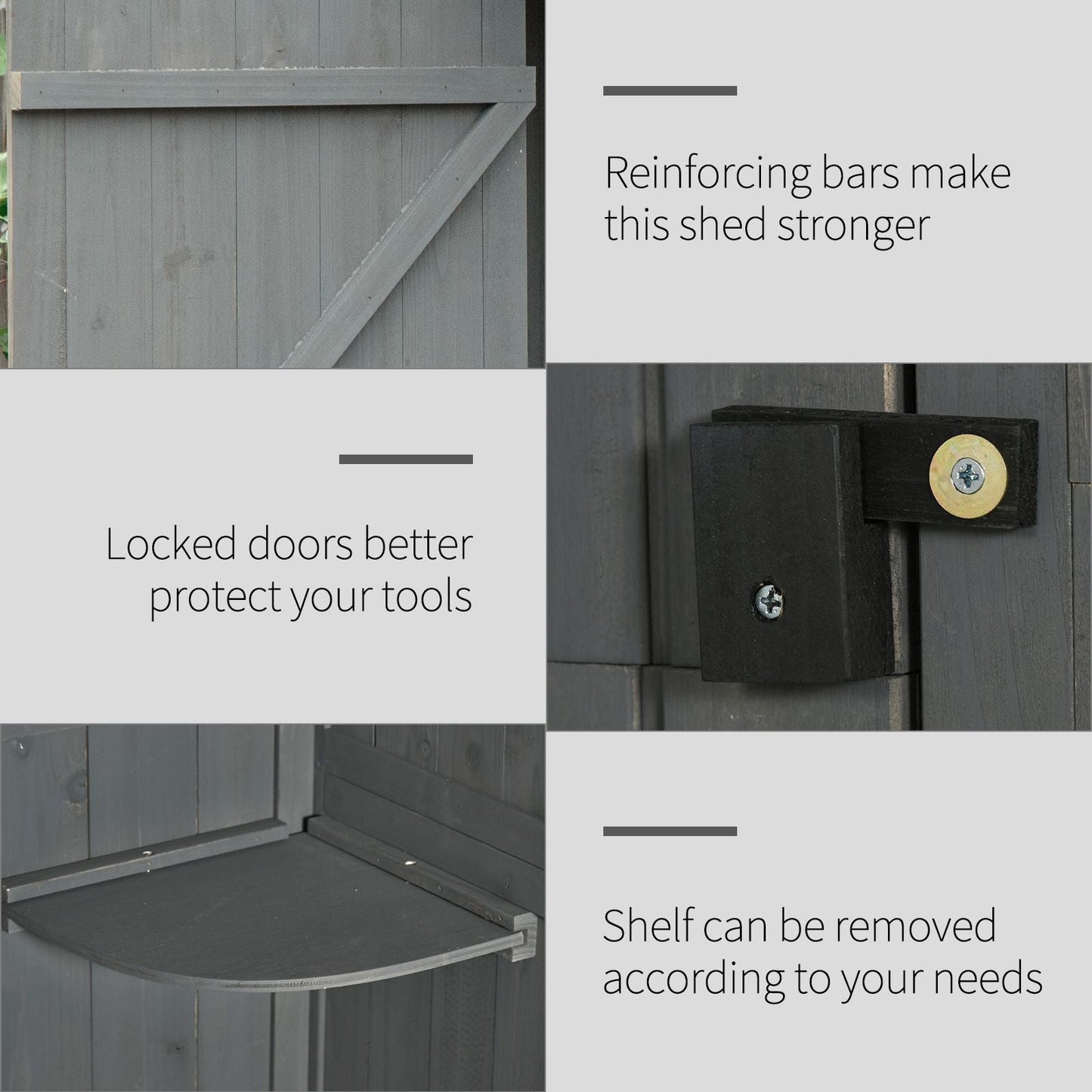 Rustica 179cm Single Door Apex Garden Store Fir Wood Grey by Steadfast