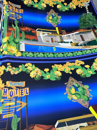 Palm Springs Retro Hotel Print Fabric – Fabric by Metre, Multiple Options for Sewing & Dressmaking