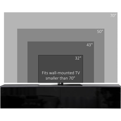 High Gloss Floating TV Unit Stand for TVs up to 70"