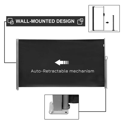 Retractable Sun Side Awning Screen Fence Patio Garden Wall Balcony Screening Panel Outdoor Blind Privacy Divider 3x1.8M