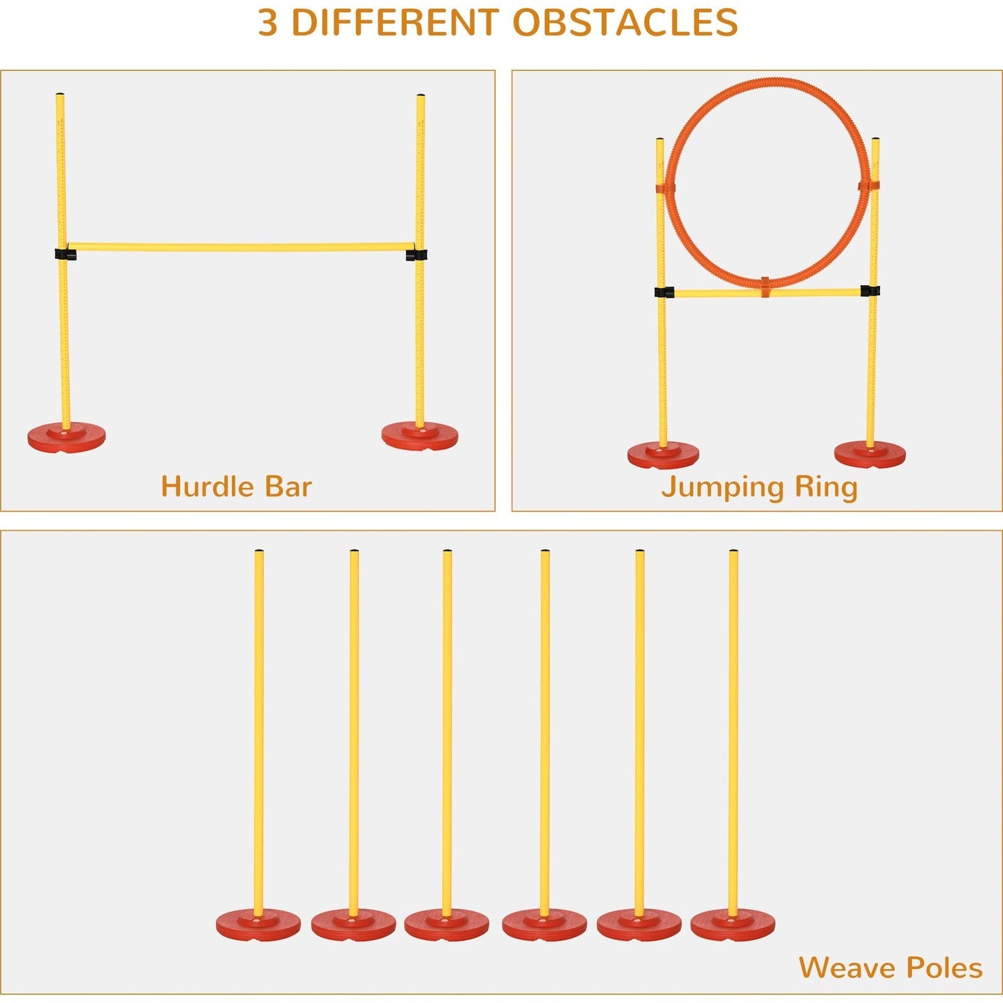 Pawhut Portable Pet Agility Training Obstacle Set For Dogs W/ Adjustable High Jumping Pole