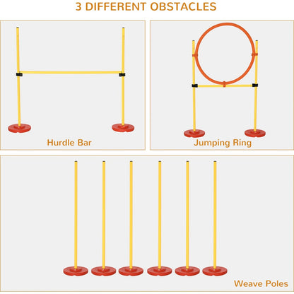 Pawhut Portable Pet Agility Training Obstacle Set For Dogs W/ Adjustable High Jumping Pole