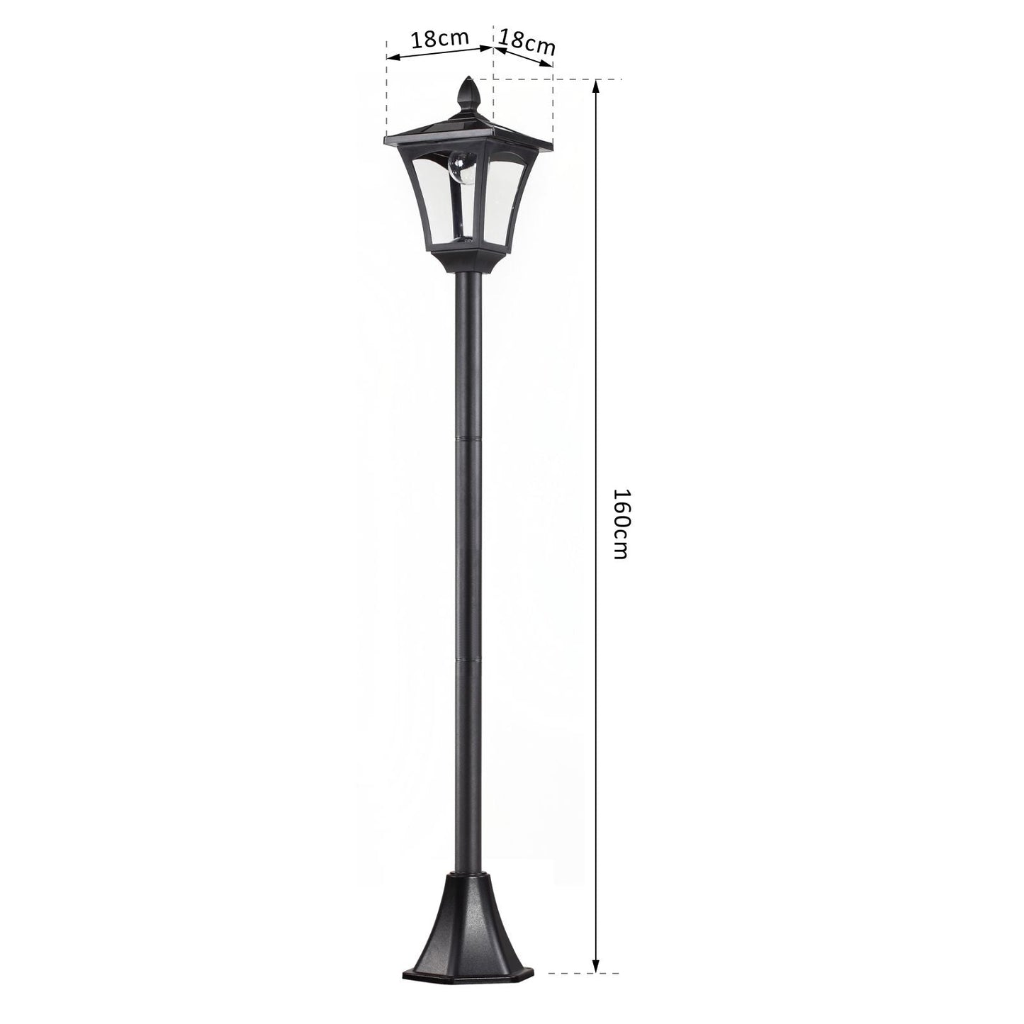 Outdoor Garden Solar Post Lamp Sensor Dimmable LED Lantern Bollard Pathway 1.6M Tall  Black