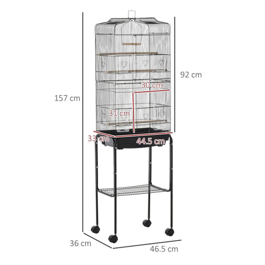 Grille 157cm Bird Cage Wheeled Black by Pawhut