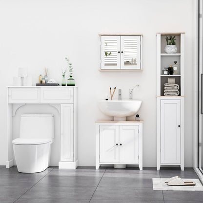 kleankin Bathroom Pedestal Under Sink Cabinet Storage Standing Unit w/ 2 Door Space Saver