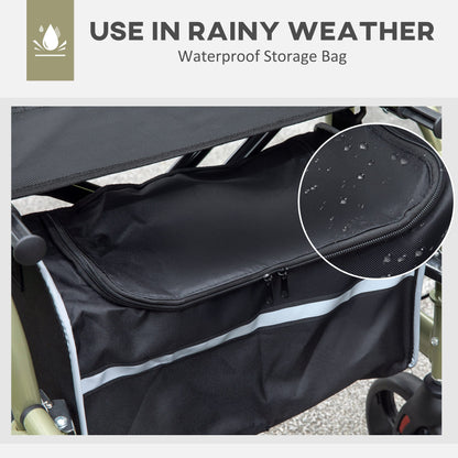 HOMCOM 2 in 1 Wheelchair & Folding Rollator Walker Combo, Yellow-green