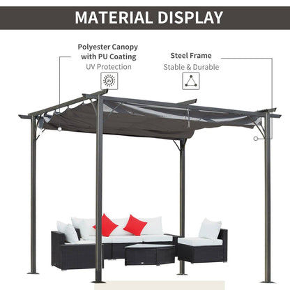 3 x 3M Metal Pergola with Retractable Roof