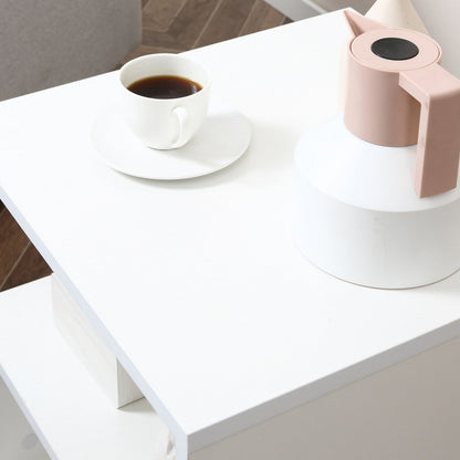 Coffee End Table S shape 2 Tier Storage Shelves Organizer Versatile Home office furniture White