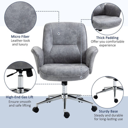 Vinsetto Faux Microfibre Leather Office Chair - Light Grey