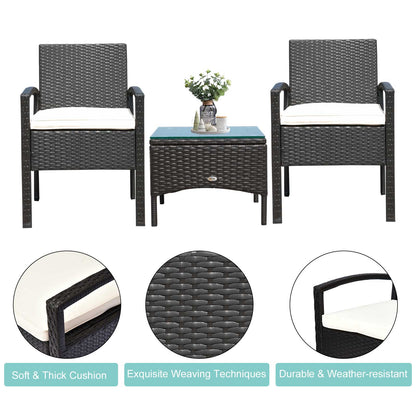 2 Seater Rattan Bistro Set Steel-Brown