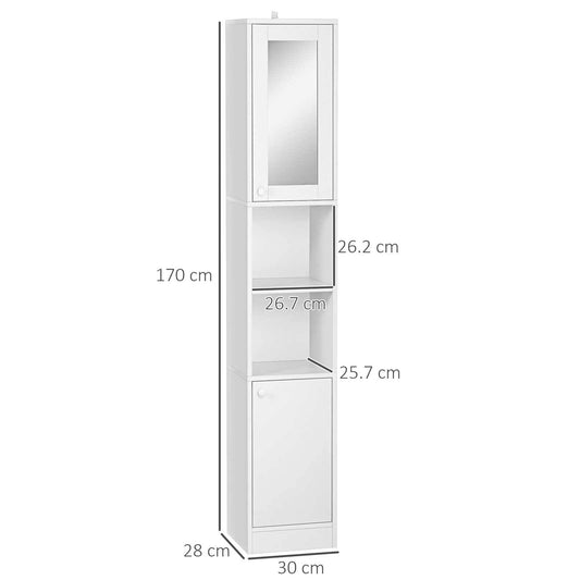 kleankin Tall Bathroom Storage Cabinet with Mirror