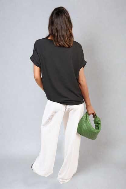 Short Sleeve Tie Front Top