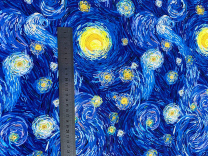 Van Gogh Inspired Fabric – Available in Satin, Crepe, Spandex & Chiffon | By Metre