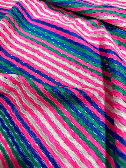 Pink Striped Knit Jersey Fabric
