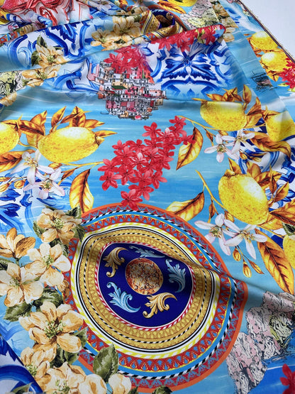 Majolica Sicilian Print Fabric – Custom Printed Fabric, Choose Material by Metre