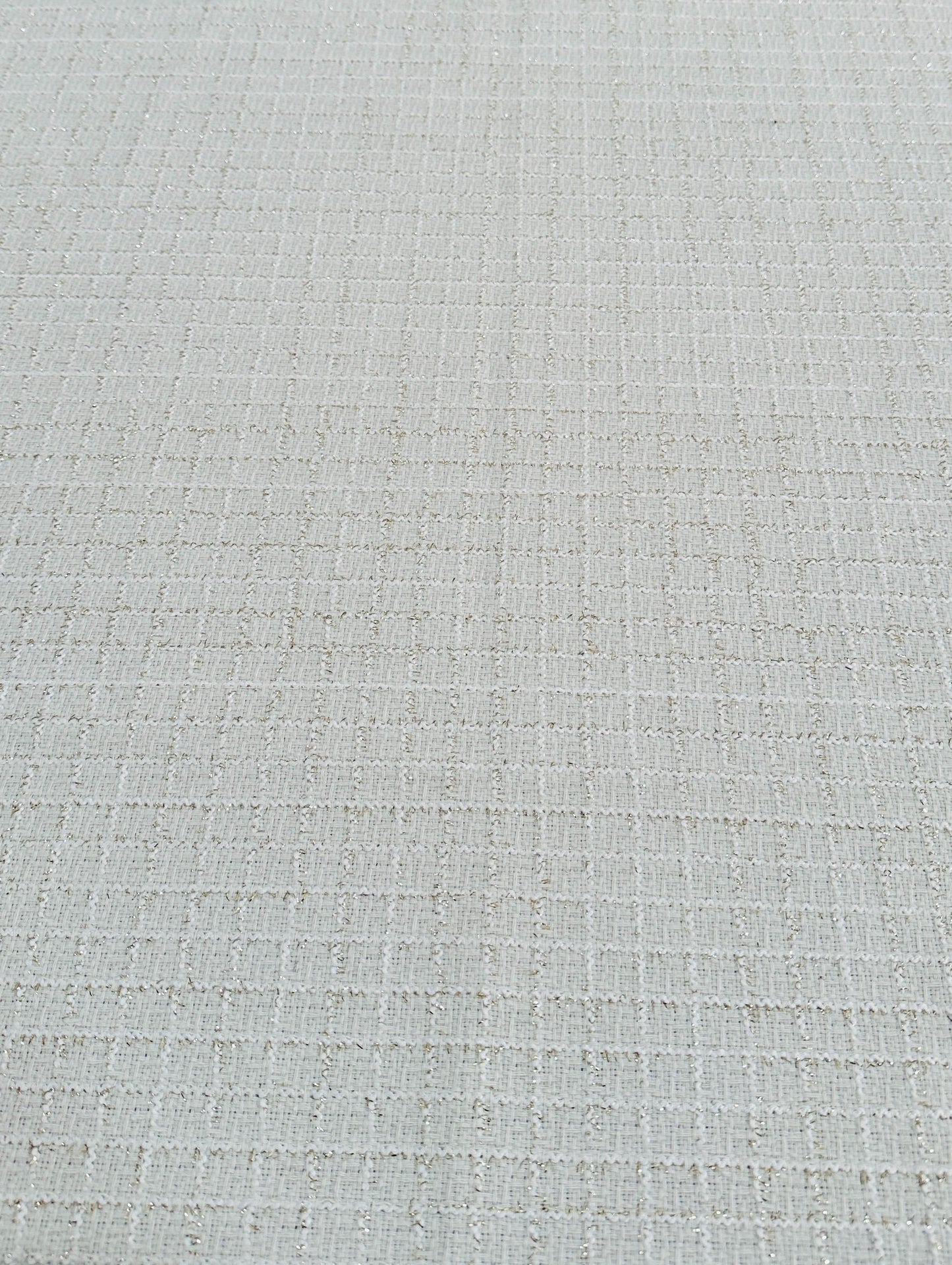 White Sparkling Tweed Fabric