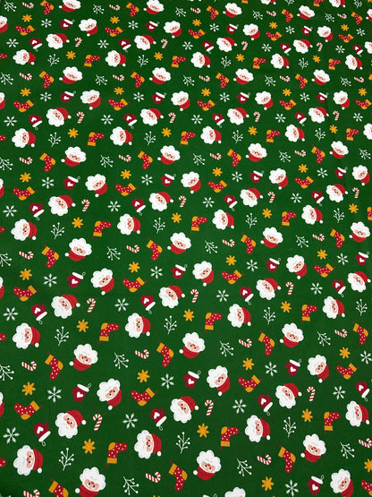 Green Santa Claus Christmas Fabric