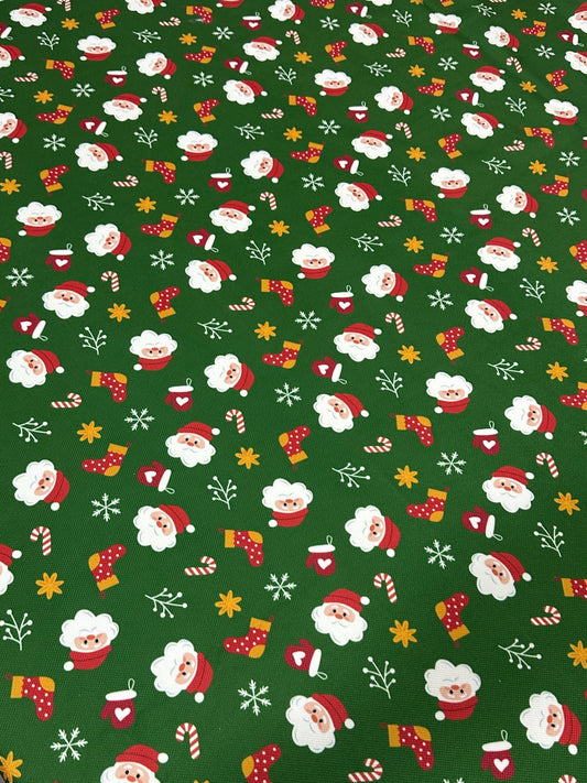 Green Santa Claus Christmas Fabric