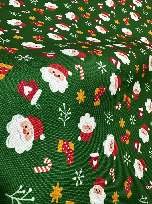 Green Santa Claus Christmas Fabric