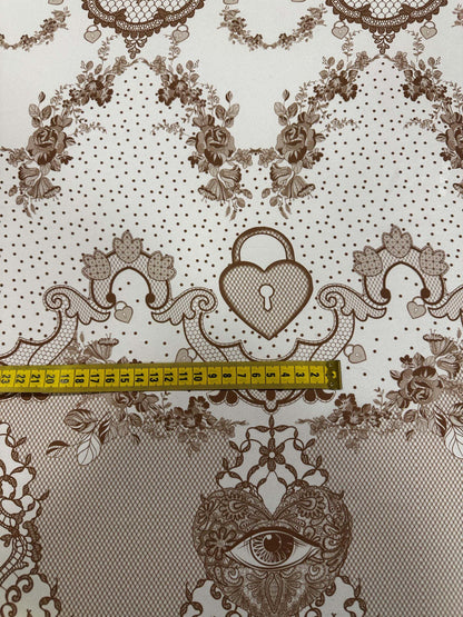 Vintage Floral Lace Fabric – Custom Printed Fabric on Satin, Crepe, Spandex or Chiffon