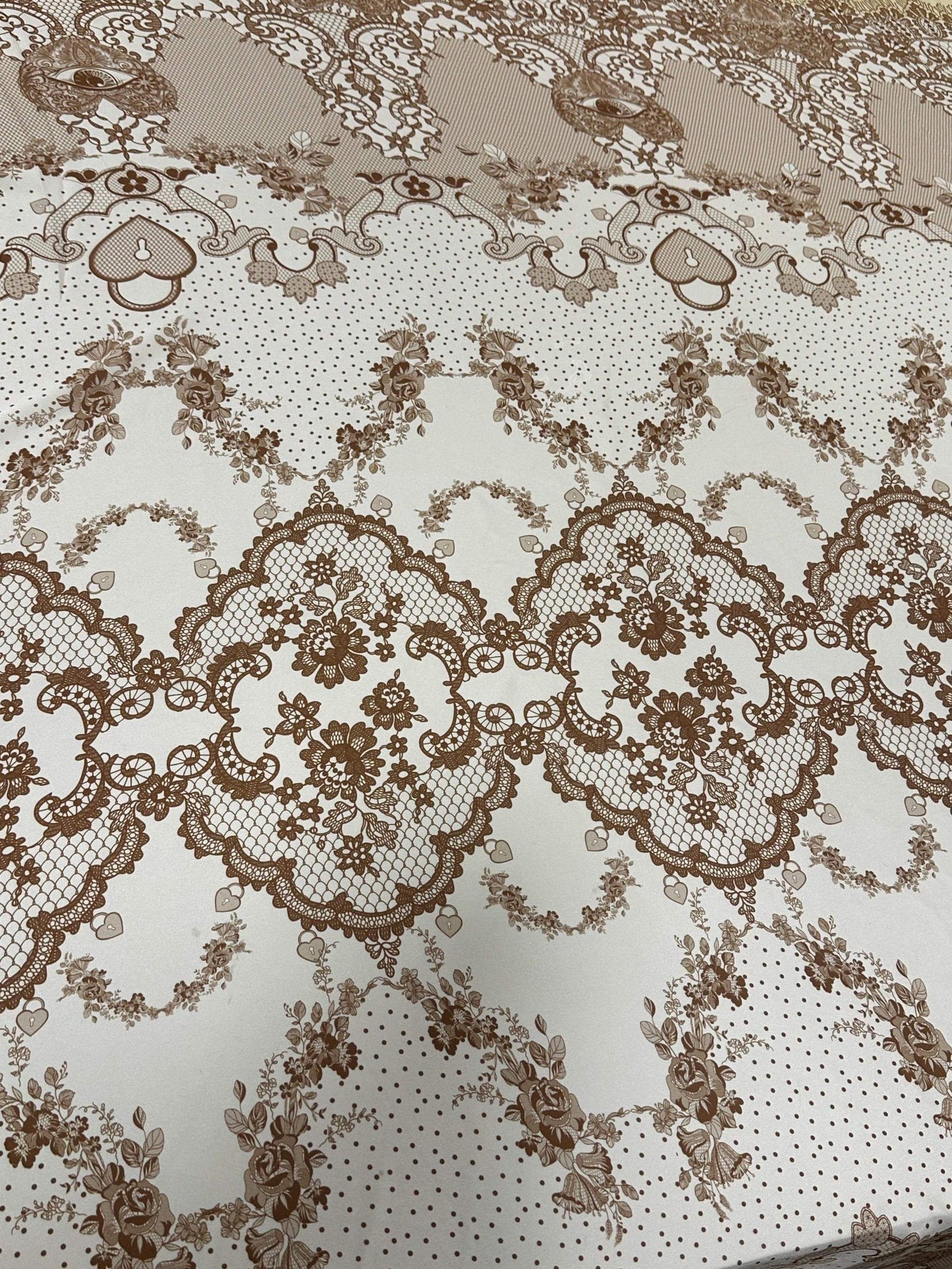 Vintage Floral Lace Fabric – Custom Printed Fabric on Satin, Crepe, Spandex or Chiffon