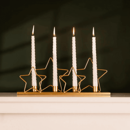 Gold Star Christmas Taper Candle Holder